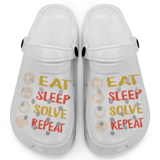 Rubiks Cube Clogs, Vintage Eat Sleep Solve Repeat