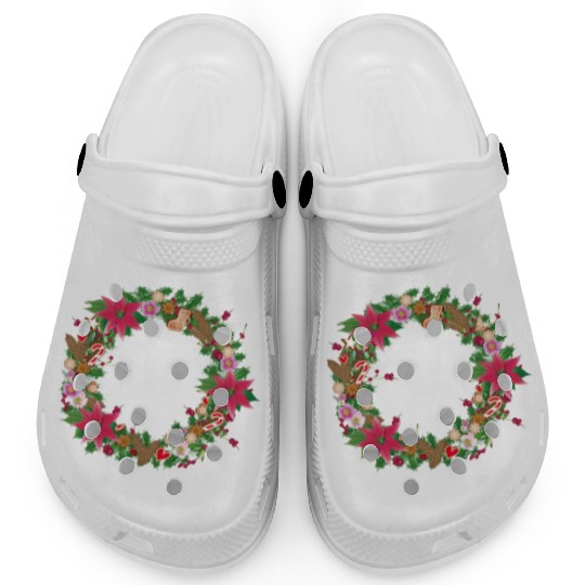 classic Christmas wreath lavishly decorated Clogs
