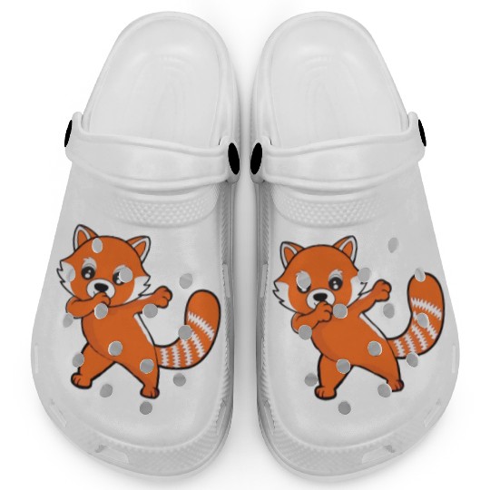 Dabbing Red Panda Cherry Blossoms Bamboo Clogs