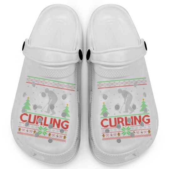 Curling Sports Lover Santa Ugly Curling Christmas Clogs
