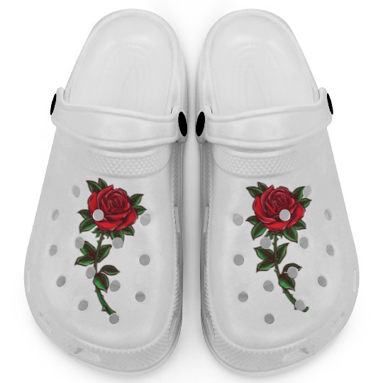 Red rose, Rose stem Clogs