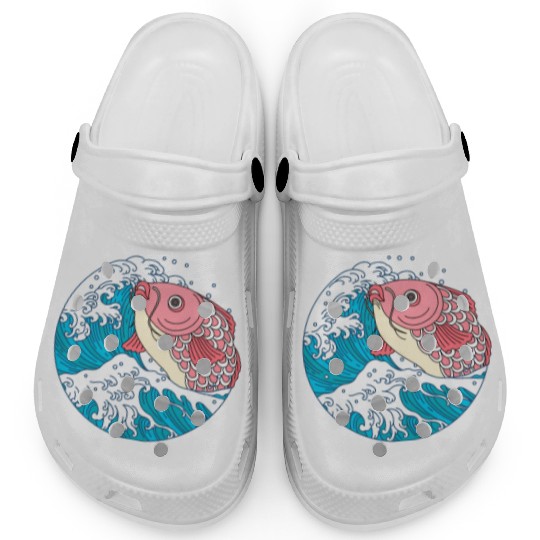 Japanese Koi Fish Great Kanagawa Wave Clogs