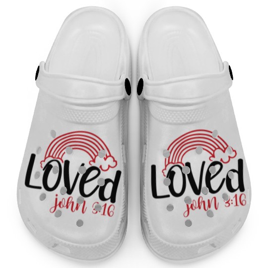 Loved john 3 16 Valentine Day Bible Verse Text Art Clogs