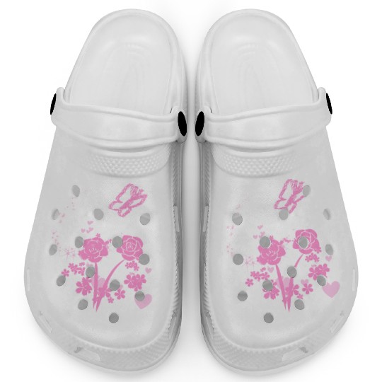 nature freedom peace butterfly pink hearts Clogs