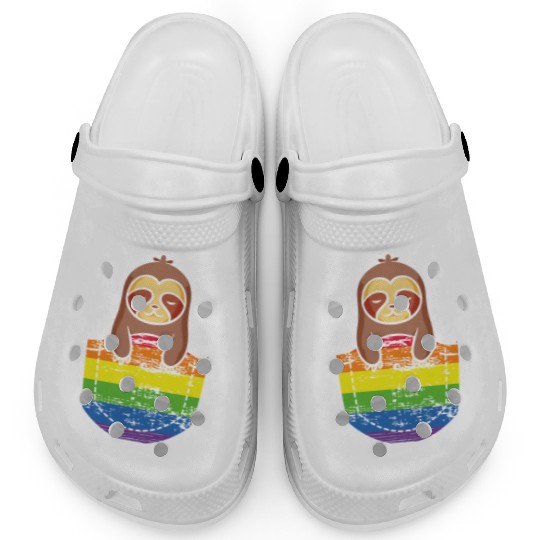 Pocket Sloth LGBTQ Rainbow Flag Pride Month Gay Clogs