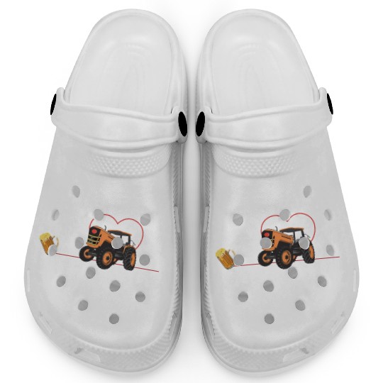 Farm Farmer Rancher Drive Heart Beer Tractor Clogs
