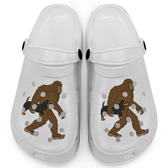 Bigfoot Sasquatch Carrying Dachshund Clogs