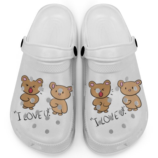 i love you teddy bear couple Clogs
