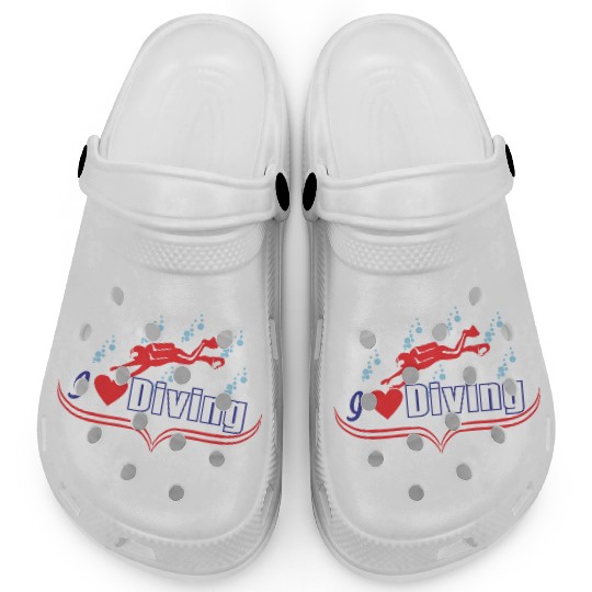 i love diving best design Clogs