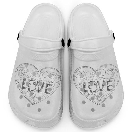Artsy Love Silver logo in a heart Clogs