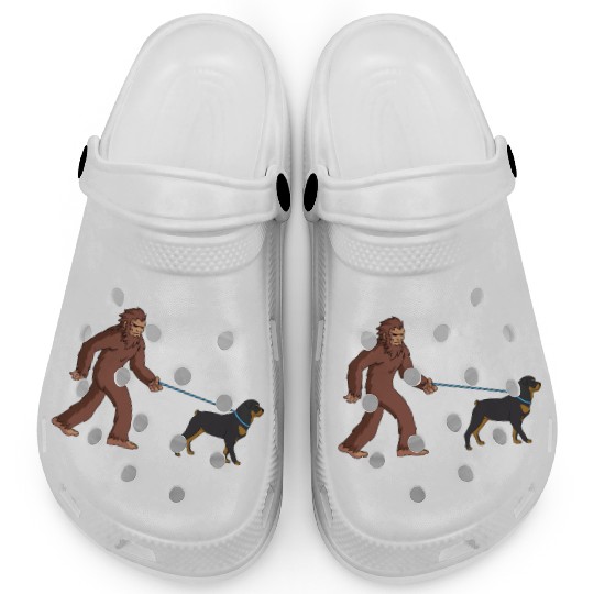 Bigfoot Sasquatch Walking Rottweiler Clogs