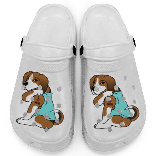 I Love Mom Tattoo Basset Hound Clogs