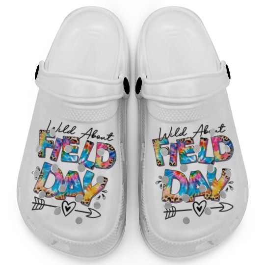 Tie dye leopard Wild About Field Day Teacher Kids Clogs