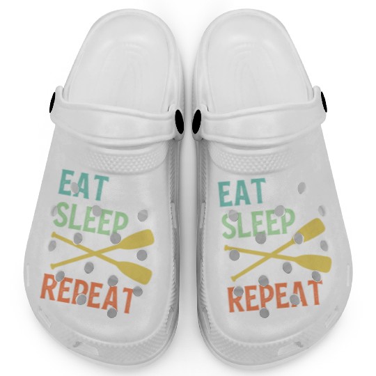 Eat Sleep Paddle Repeat Vintage Canoe Kayak Clogs