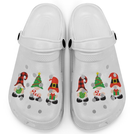 Christmas Gnomes with candy cane, gift Clogs