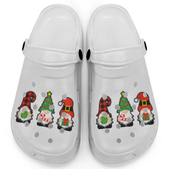 Christmas Gnomes with candy cane, gift Clogs