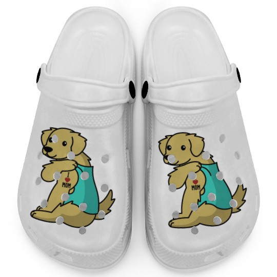 I Love Mom Tattoo Golden Retriever Clogs