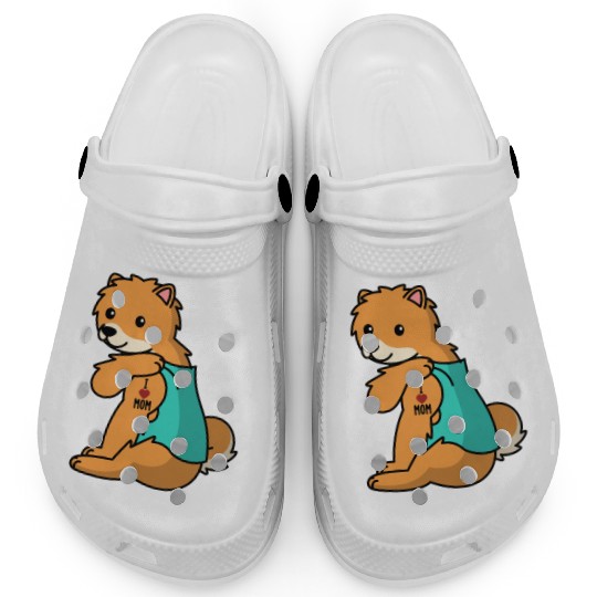 I Love Mom Tattoo Pomeranian Clogs