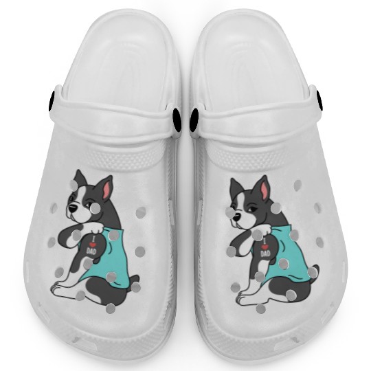 I Love Dad Boston Terrier Clogs