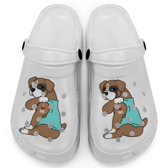 I Love Dad Boxer Dog Clogs