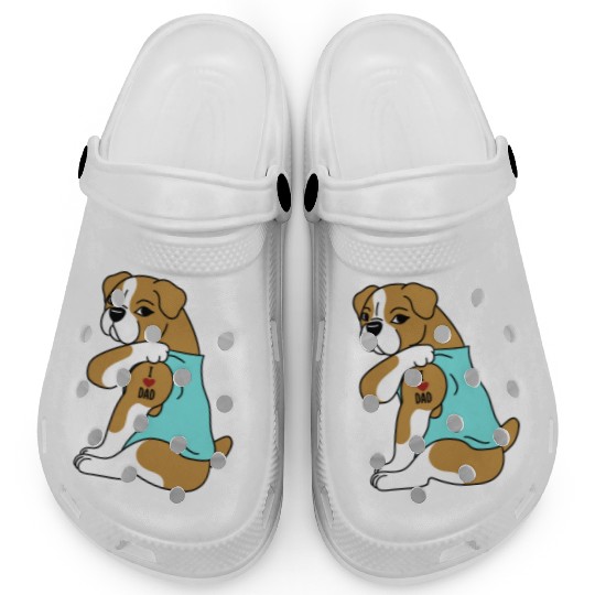 I Love Dad English Bulldog Clogs