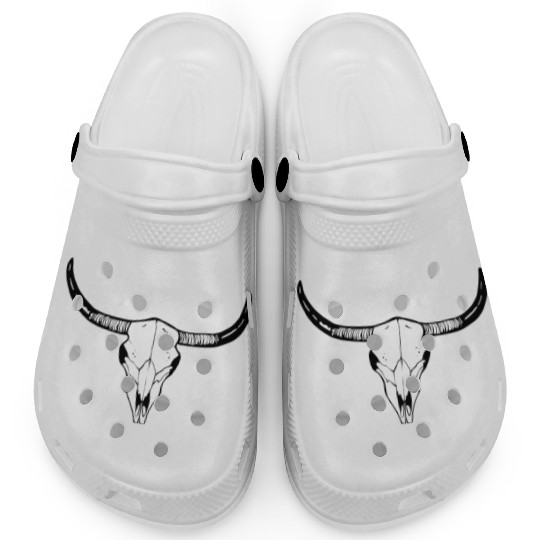 cow skull, long horn, texas Clogs