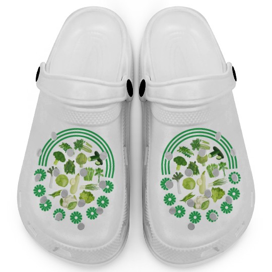 Vegetables Clogs, Green Vegetables Rainbow Clogs,
