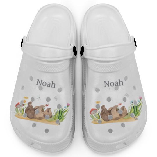 Forest Animal Bear Flowers Name Noah Clogs