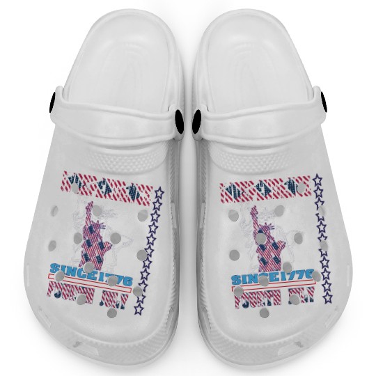 Pattern flag Independence Since 1776 Fourth July Clogs