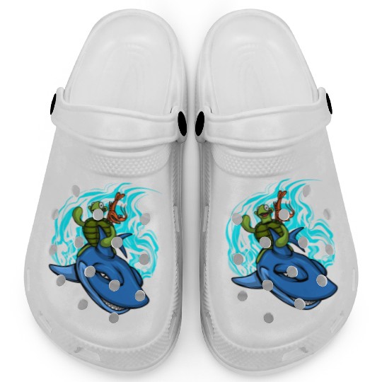 Shark Swims With Turtle And Crab Clogs