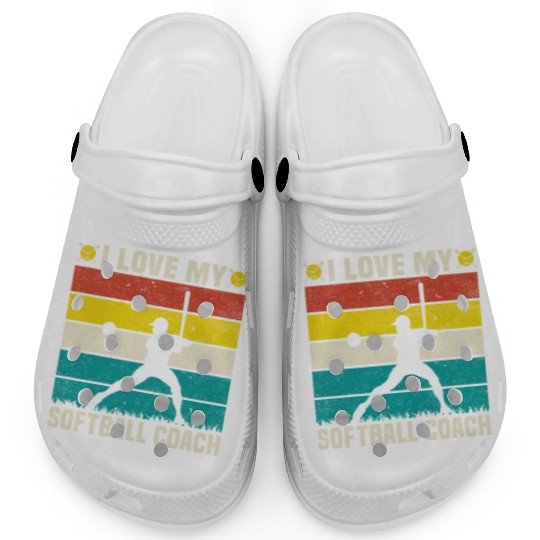 Retro Vintage Style I Love My Softball Coach Clogs