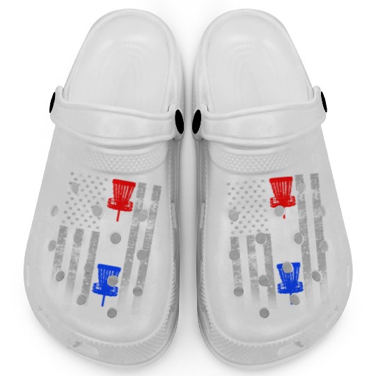 Red White and Blue Disc Golf Flag Clogs