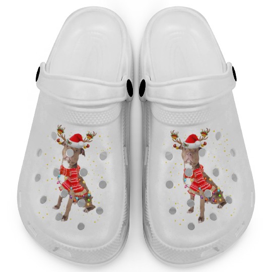 Pitbull Reindeer Christmas Light Clogs