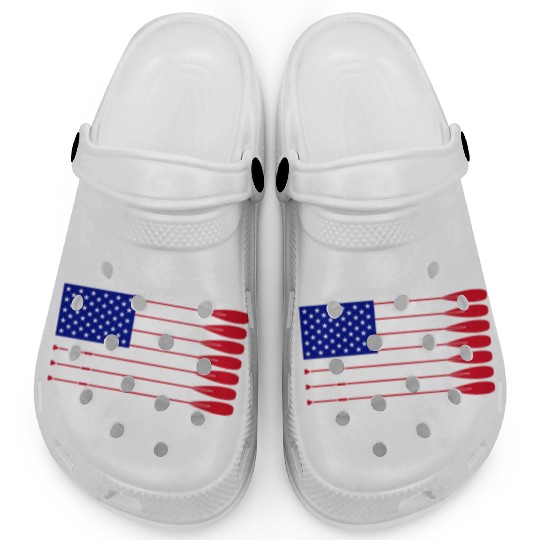 Cool American Flag Rowing Oar Funny Paddle Lover Clogs