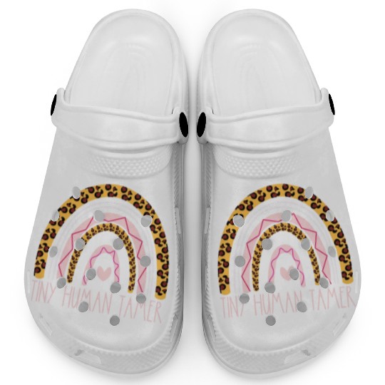 Tiny Human Tamer Bohemian Rainbow Daycare Teacher Clogs