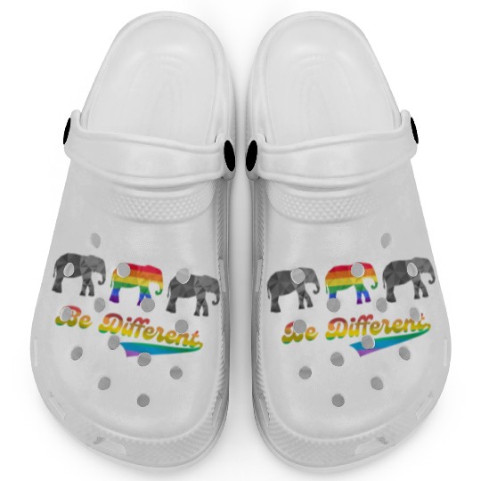 Elephant LGBTQ Pride Rainbow Flag Different Clogs