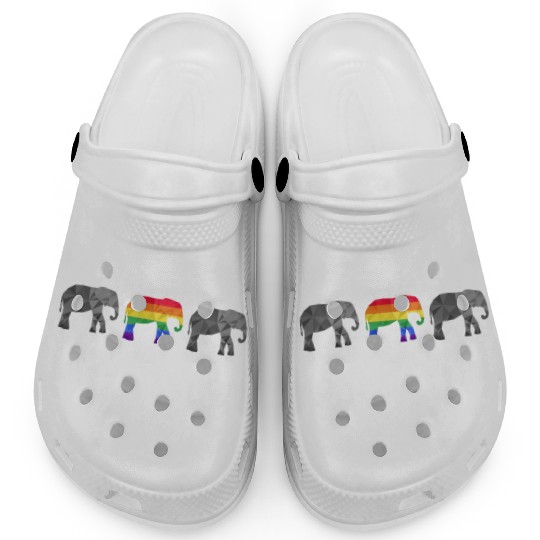 Elephant LGBTQ Rainbow Flag Gay Pride Colorful Clogs
