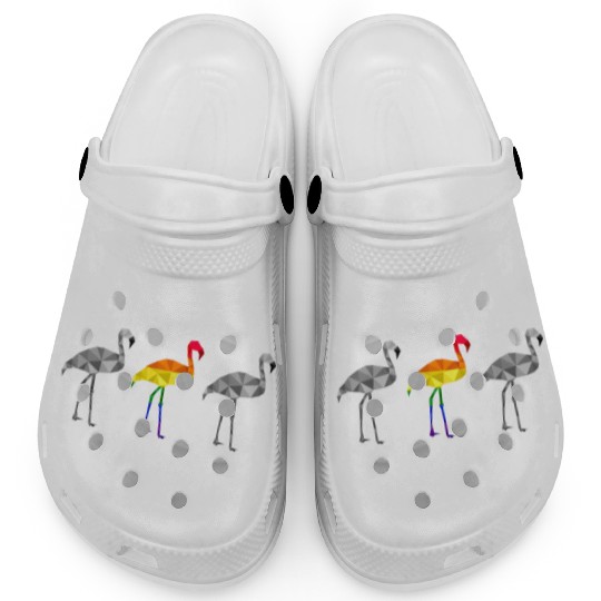 Flamingo LGBTQ Gay Pride Rainbow Flag Different Clogs
