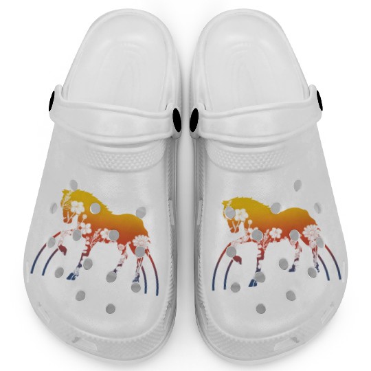 Floral Horse Clogs, Horse Flower Lover Gift