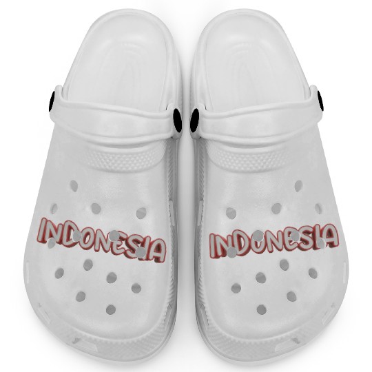 text indonesia red and white color isolated 3d Clogs