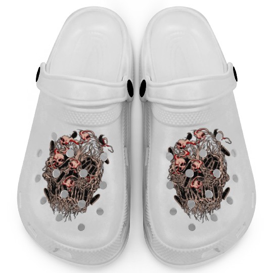 Bullets and Skull Roses Aesthetic Dripping Pattern Clogs