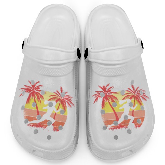 Soccer Girl Running With Ball Summer Sunset 80s Clogs