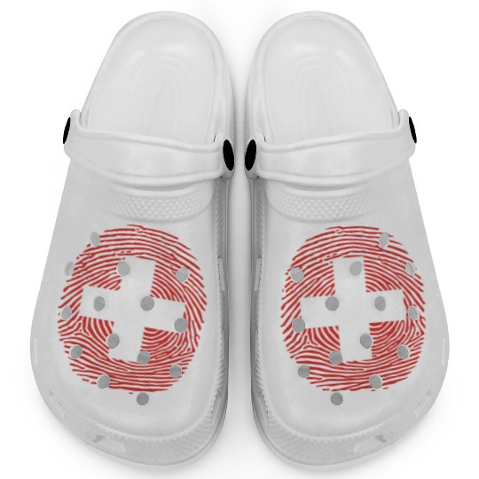 Switzerland flag fingerprint Clogs
