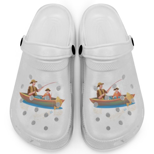 FATHER AND SON FISHING, DAUGTHER, FATHERS DAY, Clogs