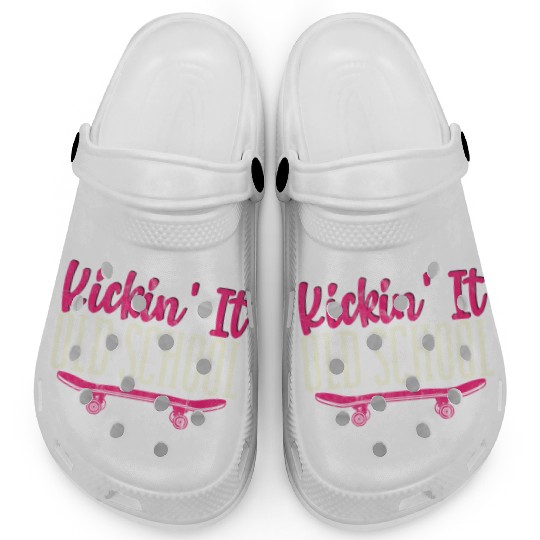 Kickin' It Old School Funny Skateboard Skateboarde Clogs