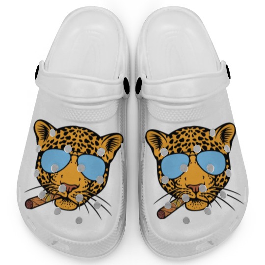 Jaguar with aviator sunglasses and Cuban cigar Clogs