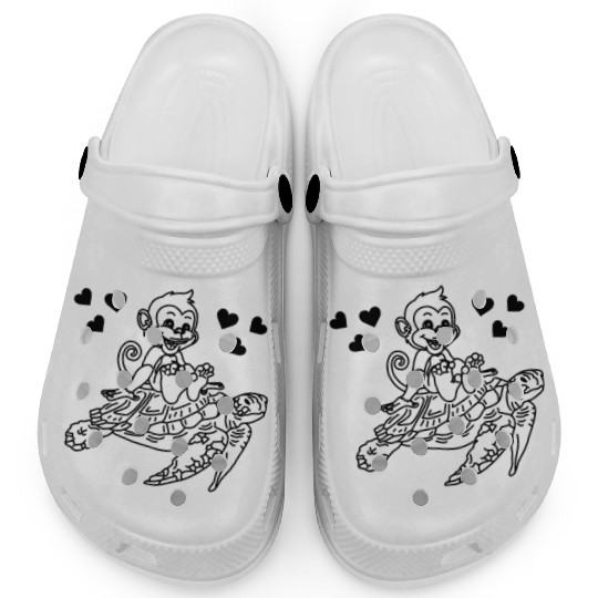 Turtle And Monkey Funny Monkey Turtle Clogs