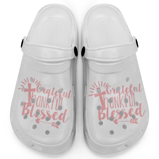Grateful Thankful And Blessed Jesus Cross Clogs