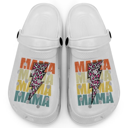 Lightning Bolt Leopard Cheetah Print Multi Color Clogs