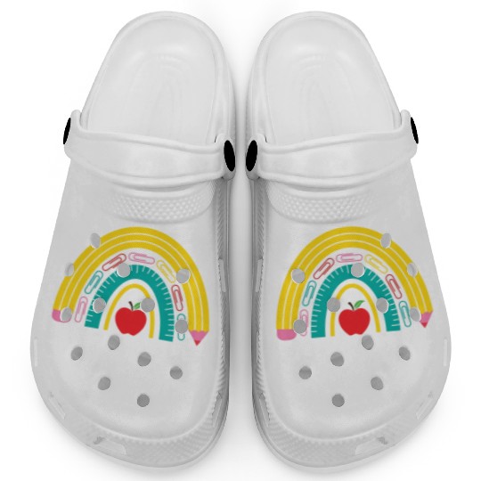 4th grade teacher back to school rainbow pencil Clogs